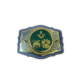 WMG Western Rodeo Vintage Masonic Belt Buckle Gold Tone Fashion Belt Buckles Blue Freemason Logo Buckles