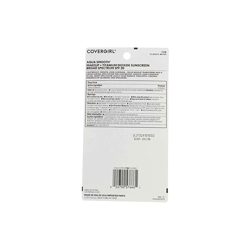 Covergirl Aquasmooth Spf Base Compacta 730 Beige Clásico Onzas