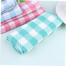 Baluue 8pcs Microfibre Dish Towels Plaid Pattern Cleaning Cloths Cotton Dish Toweling Sheets Towel for Cleaning Absorbent Kitchen
