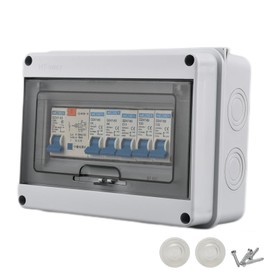 Tulabu 8 Way Miniature Circuit Breakers with Waterproof Distribution Box Outdoor 63A 220V Earth Leakage Overload Short Circuit Protection for Home, Industrial, and Commercial Use(6A 10A 20A 32A)