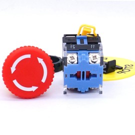 22 mm Emergency Off Pressure Switch, Emergency Stop Switch Red Locking Emergency Off Button 2 NC Red Mushroom Locking 10A 440V LAY37-11ZS Y090-LAY7