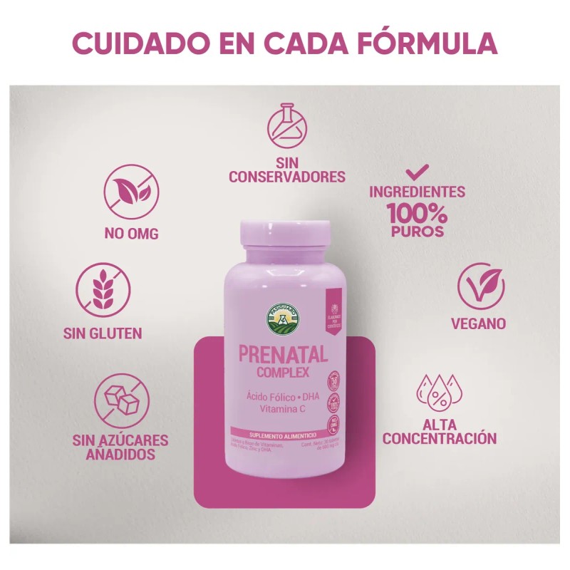 Prenatal Complex 30 Tabs Vitaminas, Ácido Fólico, Zinc Y Dha