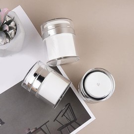 LALAFINA Airless Pump Jars, 15 ML 2 Pack Empty Cosmetic Jar Containers Refillable Airless Lotion Jar With Lid for Creams Gels& Lotions