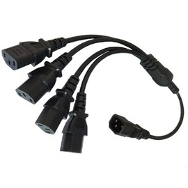 We Top PDU UPS Server C14 to 4 x C13 Y Type Split Kettle Lead IEC320 C14 Male to 4 Ways C13 Female Power Extension Cable for Home Appliance PC Computer Stage Lights