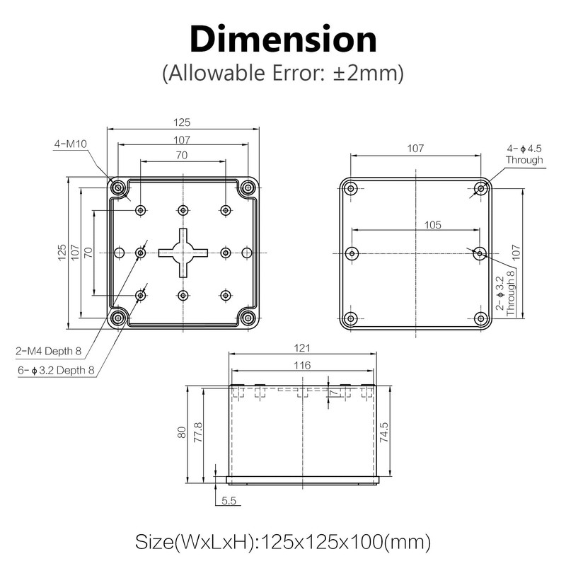 LeMotech Junction Box IP67 Waterproof Dustproof ABS Plastic Project Box