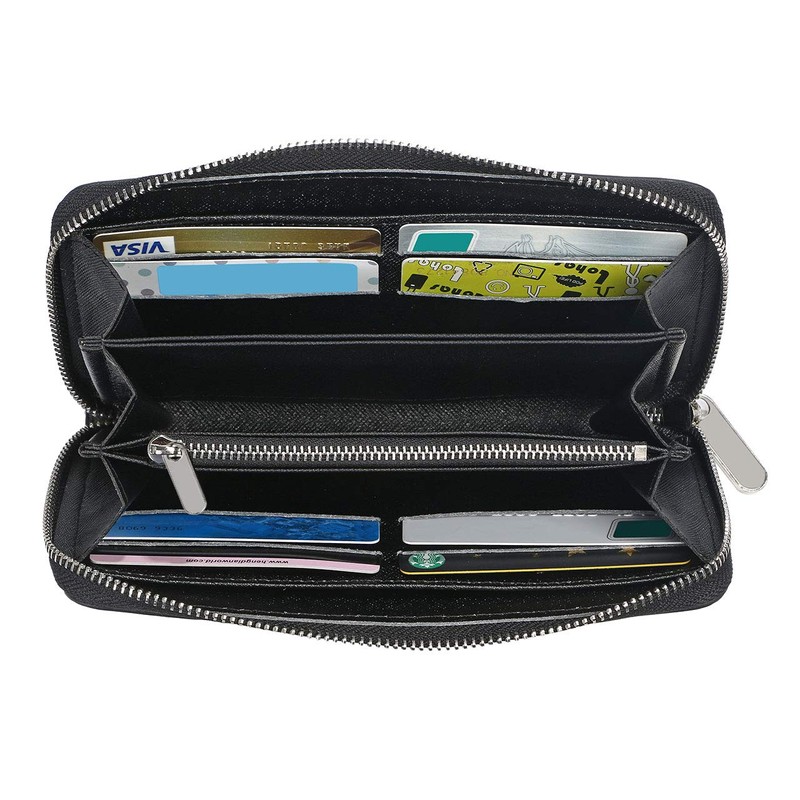 ZIYMU zm-w1-002bk Long Wallet, Round Zipper, Coin Purse, Genuine Leather,