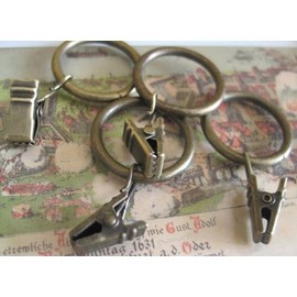 Antique Bronze Color Ring Clips Set of 12 for Cafe Curtain and More