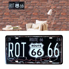 TOPINCN Route 66 Retro Vintage Auto License Plate American Metal Tin Sign, Wall Decor Metal Signs Vintage Plaque Auto License Plate Home Pub Bar Decor Garage Tin Sign Embossed Tag (179)