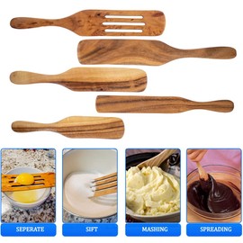 Wood Spurtle Kitchen Tools,Wooden Kitchen Utensils,Wooden Spoons Utensils for Cooking, Wooden Spoons for Cooking, Non-Stick Tool Sets