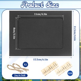 20 Pcs Graduation Photo Display, Black Kraft Paper Picture Frames with Clip and Strings Lightweight Picture Display for Party Home Office DIY