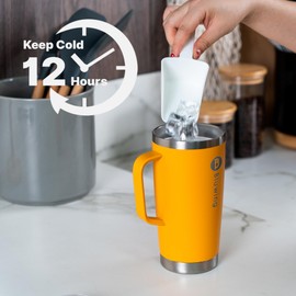 Bluwing Travel Mugs with Handle 30 oz Stainless Steel Double Wall Insulated Coffee Tumblers with Lid and Straw (Grass Green)