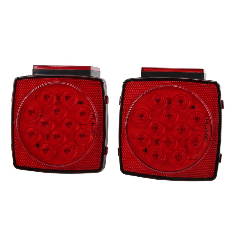Pair LED Square Lights 12V Trailer Tail Brake Lamp High