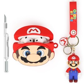 XMBYGY Case and Cleaner Pen for AirPods 4th Generation Earbuds, Silicone Cartoon Charging Protective Cover and 3 in 1 Cleaning Kit for AirPods 4 Wireless Earbuds with Doll and Anti-Lost Lanyard