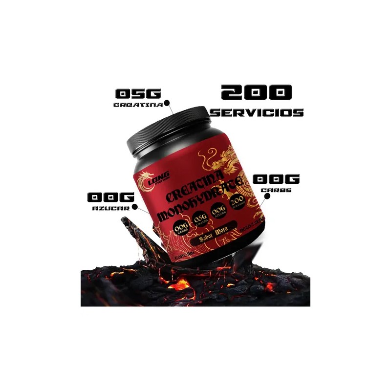 Creatina Monohidratada Long 1kg Prentreno 200 Servicios