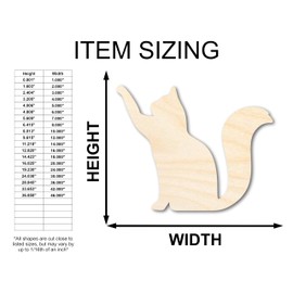 Unfinished Wood Reaching Cat Shape Cat Craft up to 46" DIY 6" / 1/8"