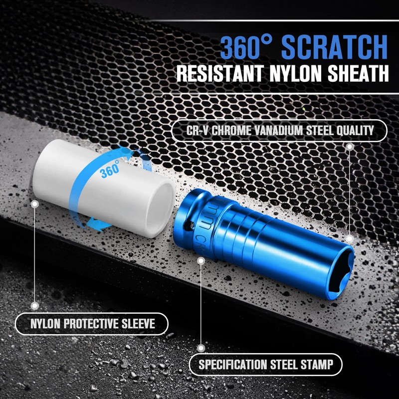 1/2" Drive Wheel Protector Impact Socket, Metric Impact Socket Tool