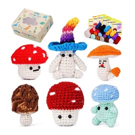 TIKA 6 -Pack Colorful Mushroom Beginner Crochet Kit – DIY Craft with Video Tutorials