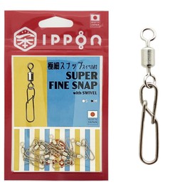 IPPON (1 Piece) Extra Fine Snap with Swivel, Made in Japan, Stainless Steel, Salkan, Value for Fishing, Set of 10 (M Size, 10 Pieces, Strength: 90 lbs (41 kg) / Compatible with Guide Holes 0.2 inches