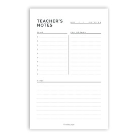 Todaisy Paper Teacher Notepad 5.5 x 8.5 Teacher Appreciation Gifts, Teacher Notes, Teacher Classroom Must Haves. 50 tear off sheets