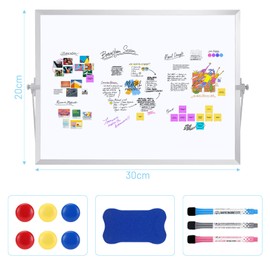 Kasanni Whiteboard Magnetic Wipe Clean Whiteboard Small Double-Sided Use Whiteboard with Stand Portability Suitable for Use in the Office, Home and School (20 cm x 30 cm)