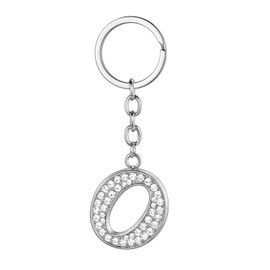 BESPMOSP A-Z Initials Letter Keychain Best Friend Gift Keychains for Women Shiny Crystal Keyring Birthday Gifts (O)