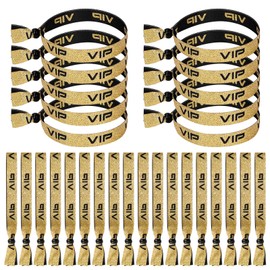 Wechoide Pack of 68 VIP Inlet Bands, Inlet Bands with VIP, Festival Bracelets, Fabric Inlet Bands for Parties, Amusement Parks, Concerts, Birthday, Wedding (Black)
