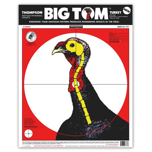 Life Size Turkey - Paper Shotgun Patterning Shooting Targets 12.5"x19" (10 Pack)