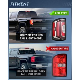 Nilight Taillight Assembly Compatible with 2016 2017 2018 GMC Sierra Tail Light with LED Type OE Style Rear Lamp Replacement Driver Side