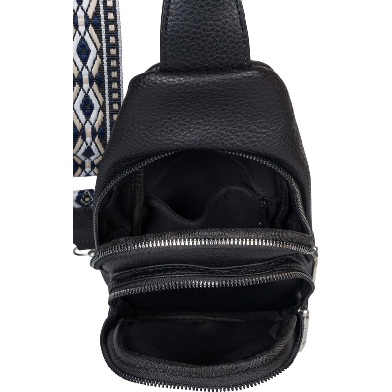 styleBREAKER Women's One Shoulder Backpack, Geometric Patterned Shoulder Strap, Unicoloured