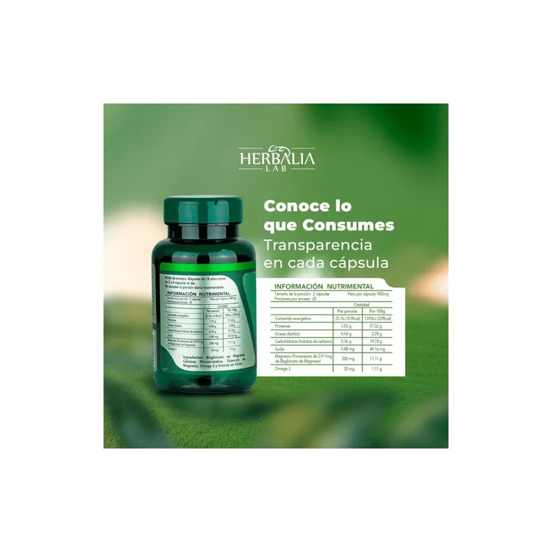 Glicinato de Magnesio 400mg Magnesio Glicinato + Omega 3 Fórmula