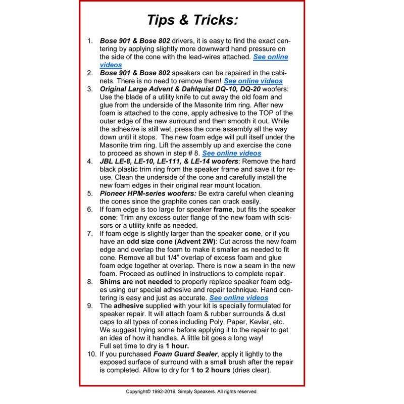 Design Acoustics 5 Inch Foam Speaker Repair Kit FSK-5L (Pair)