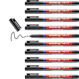 edding 141 F permanent pen - black - 10 pens - round nib 0.6 mm - pen for writing on glass, plastic, foils and smooth surfaces - permanent, quick-drying, smudge-proof and waterproof
