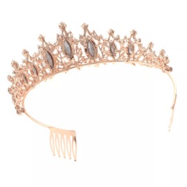 Rose Gold Tone Metal Austrian Crystal Rhinestone Tiara T1437-RGCRY