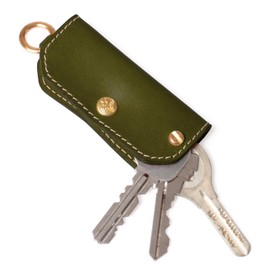 HUKURO Mini Key Case, Edge- Men's Tochigi Leather, Compact, Slim, Small, Genuine Leather, Made in Japan, Owl, green