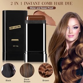 Peine Tinte Pelo, Tinte de Cabello, Coloracin Pelo Porttil, Cubrir Canas, Retoques Rpidos Peine para Teir el Cabello de Mujeres y Hombres (3 Coffee,  