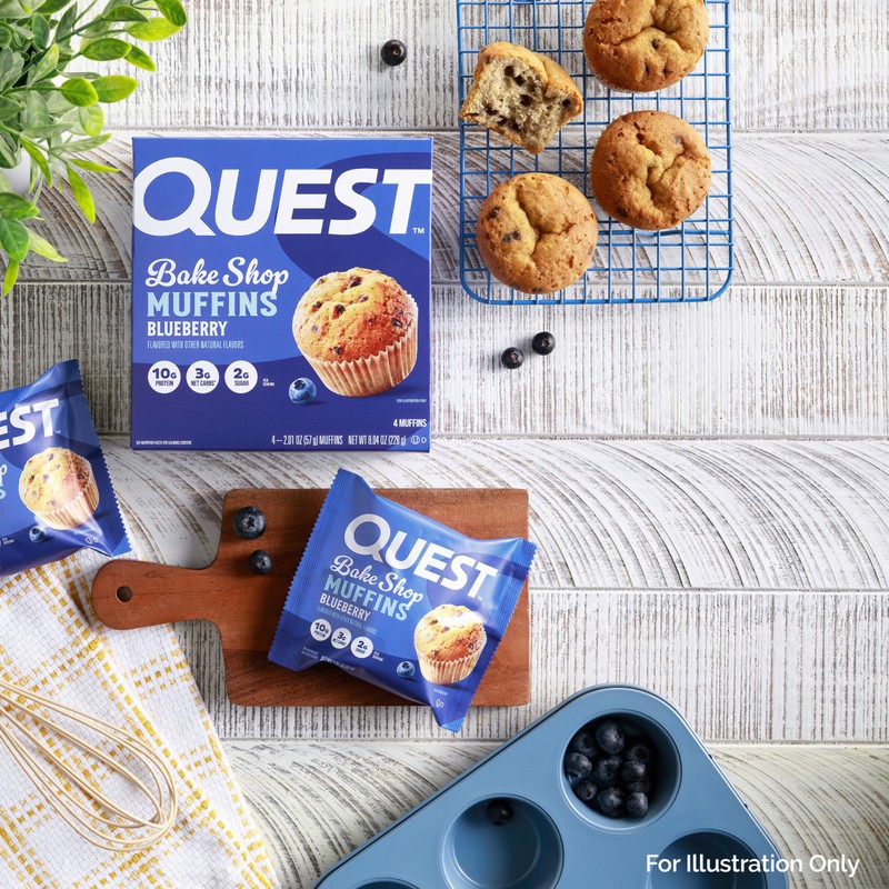 Quest Nutrition Blueberry Muffin, 10g Protein, 3g Net Carb, 2g
