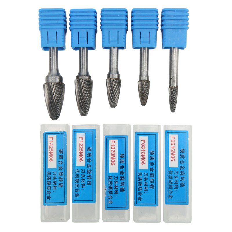 5pcs Carbide Burrs Single Cut Rotary File with 6mm/0.24in Shank