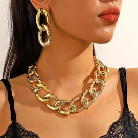 Chunky Gold Necklaces for Women Dainty Gold Necklace Set Gold Necklace and Earring Set Big Statement Necklace Gold Jewelry
