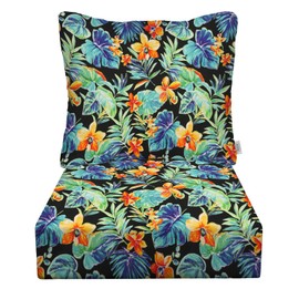 RSH DECOR: Deep Seating Cushion with Pillow Back | 25” x 25” Seat | Water and Fade-Resistant Spun Fabric | Outdoor Chair Cushion Set for Patio Furniture | Beachcrest Caviar