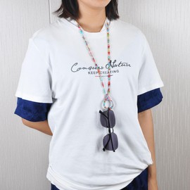 YWJRINDFL Female Anti-Lost Super Strong Sunglasses Glasses Strap Keeper Holder With Colorful Red Acrylic Beads And Loop Sweater Chain Pendant Necklace For Gift