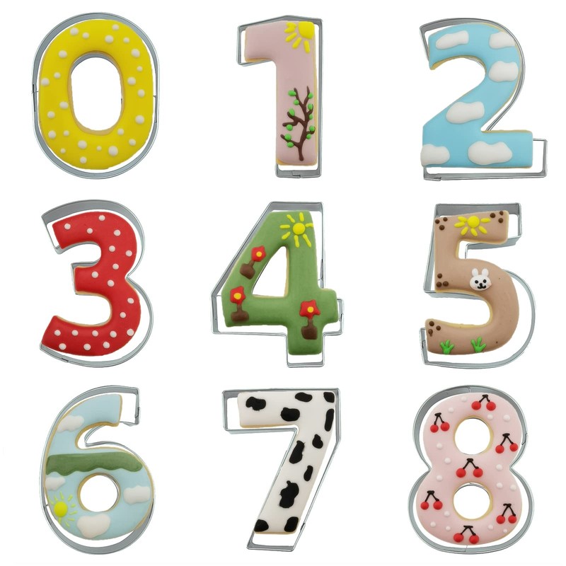 4 Inches Large Size Number Shaped Cookie Cutters Set of