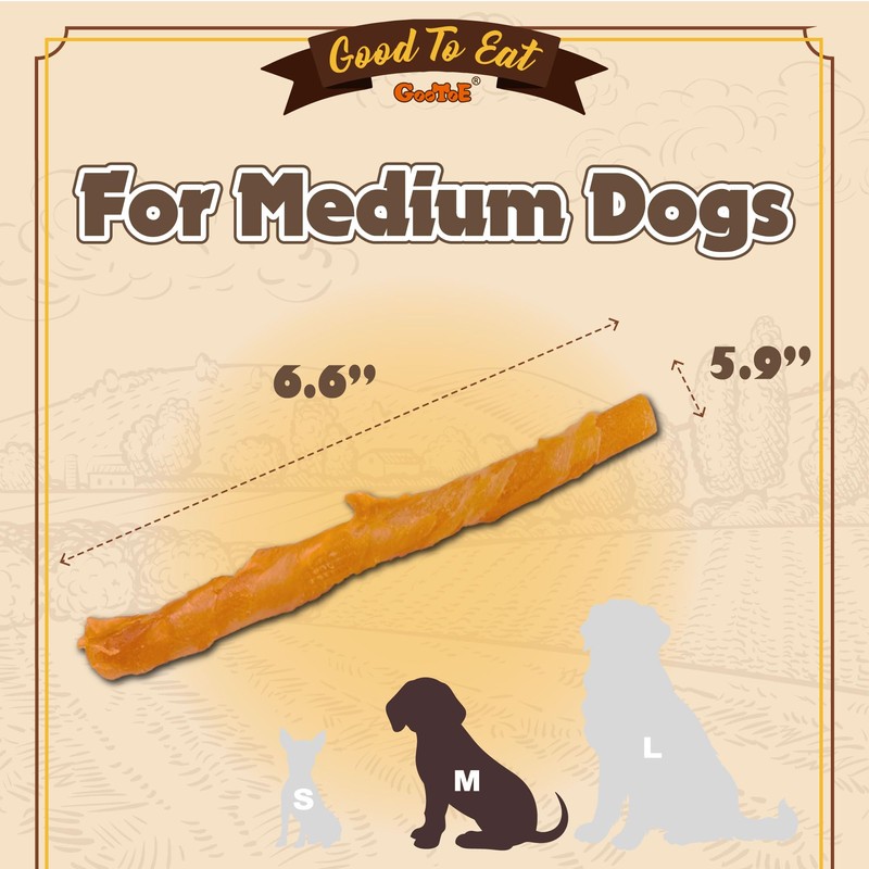 Gootoe Turkey Tendon Dog Treats, Twists (M) 5 oz, USA-Sourced