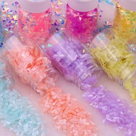 1 Bottle Glitter Flower Sequins 10mm PVC Flower Loose Sequins Paillettes for DIY Crafts Sewing Clothing, Silver