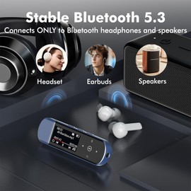 RUIZU 64GB USB MP3 Player with Bluetooth 5.3, Clip Jam Portable Music Player for Sports Running, USB MP3 Player Stick with FM Radio, Voice Recording, Digital Audio Shuffle Repeat, Phone File Transfer