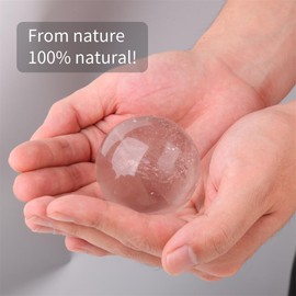 Binepama Natural 2.5 Inch Clear Quartz Crystal Ball, Crystal Sphere for Home and Office Decor, Healing Crystal Sphere Meditation Balls for Witchcraft and Decorative Balls