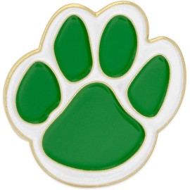 PinMart's Green and White Animal Paw Print School Mascot Enamel Lapel Pin