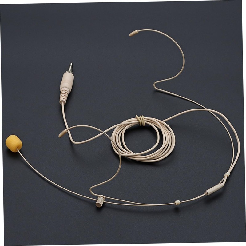FUNOMOCYA Beige Headset Microphone with Earhook Wired Earbud with Mic