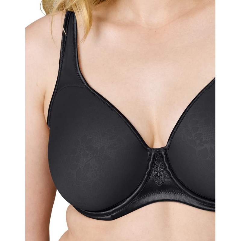 Wonderbra Plus Support Underwire Full Coverage Bra, Black Jacquard, 42d