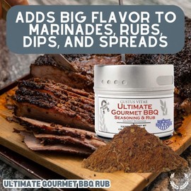 Ultimate Gourmet BBQ Rub | Authentic Artisanal Spice Mix | All Natural, Non GMO Seasoning | Hand Crafted in Small Batches | Made in USA | GLP-1 Friendly | Magnetic Tin | Ultra Premium Seasoning and Rub | No MSG, Gluten, Artificial Anything | Gustus Vitae