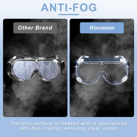 Honmein 2-Pack Safety Goggles, Anti-Fog Lab Goggles, Over Glasses Safety Glasses for Chemistry Lab, Mowing, Woodworking, Painting, Construction, Industrial Use | Honmein